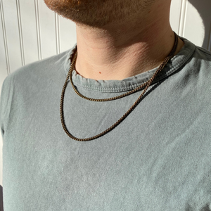Men's Matte Gold and Antique Brass Necklace Unisex