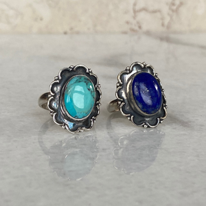 Sterling Silver Turquoise or Lapis Ring