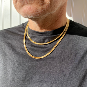Men's Matte Gold and Antique Brass Necklace Unisex