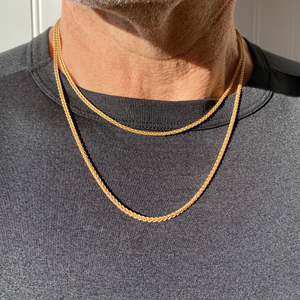 Men's Matte Gold and Antique Brass Necklace Unisex