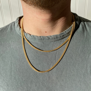 Men's Matte Gold and Antique Brass Necklace Unisex